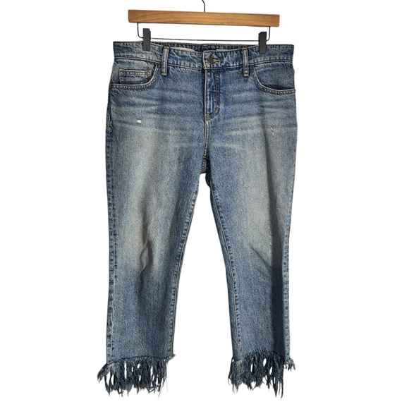 Anthropologie Pilcro and the Letterpress Hyphen Boy Fit Fringe Crop Jeans Sz 29 - Picture 3 of 14